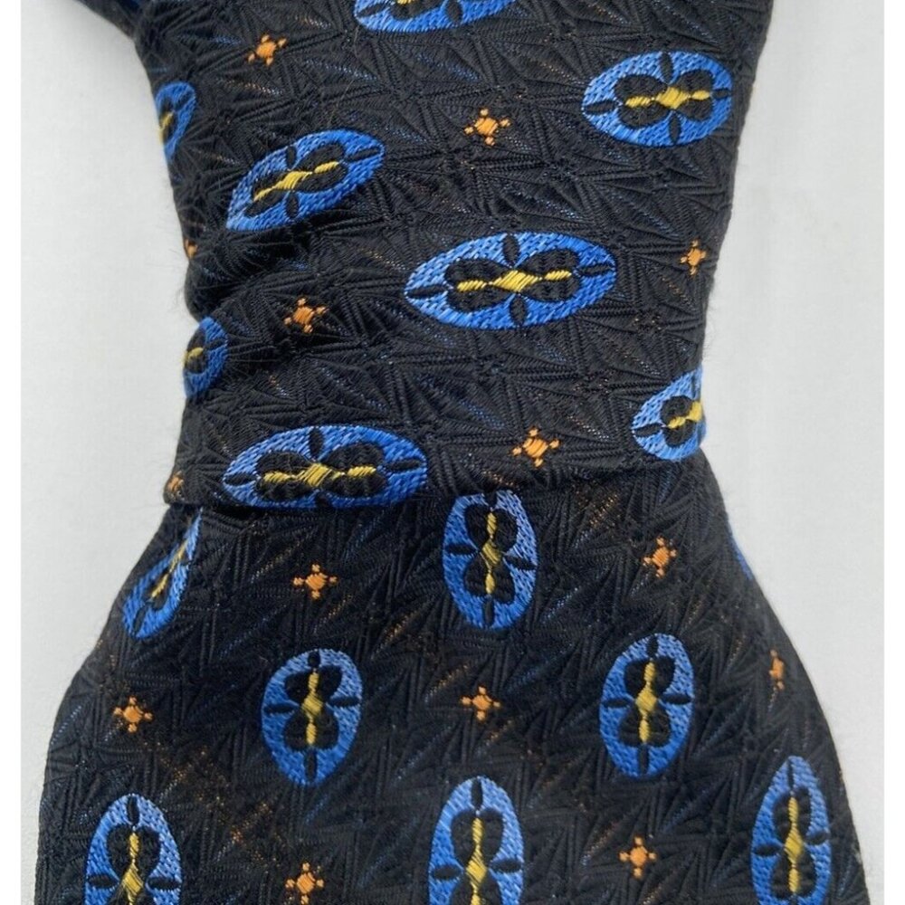 Robert Talbott Best of Class Silk Men's Neck Tie Black Blue Geometric Medallion